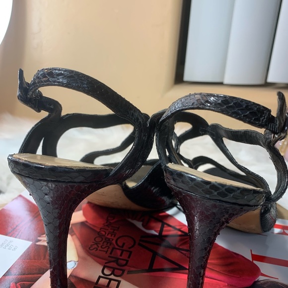Black Via Siga Snakeskin High Heel Sandals EUC Size 6.5 - Picture 5 of 10